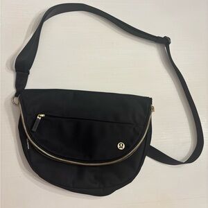 lululemon athletica Black Crossbody Bag with Gold Accents